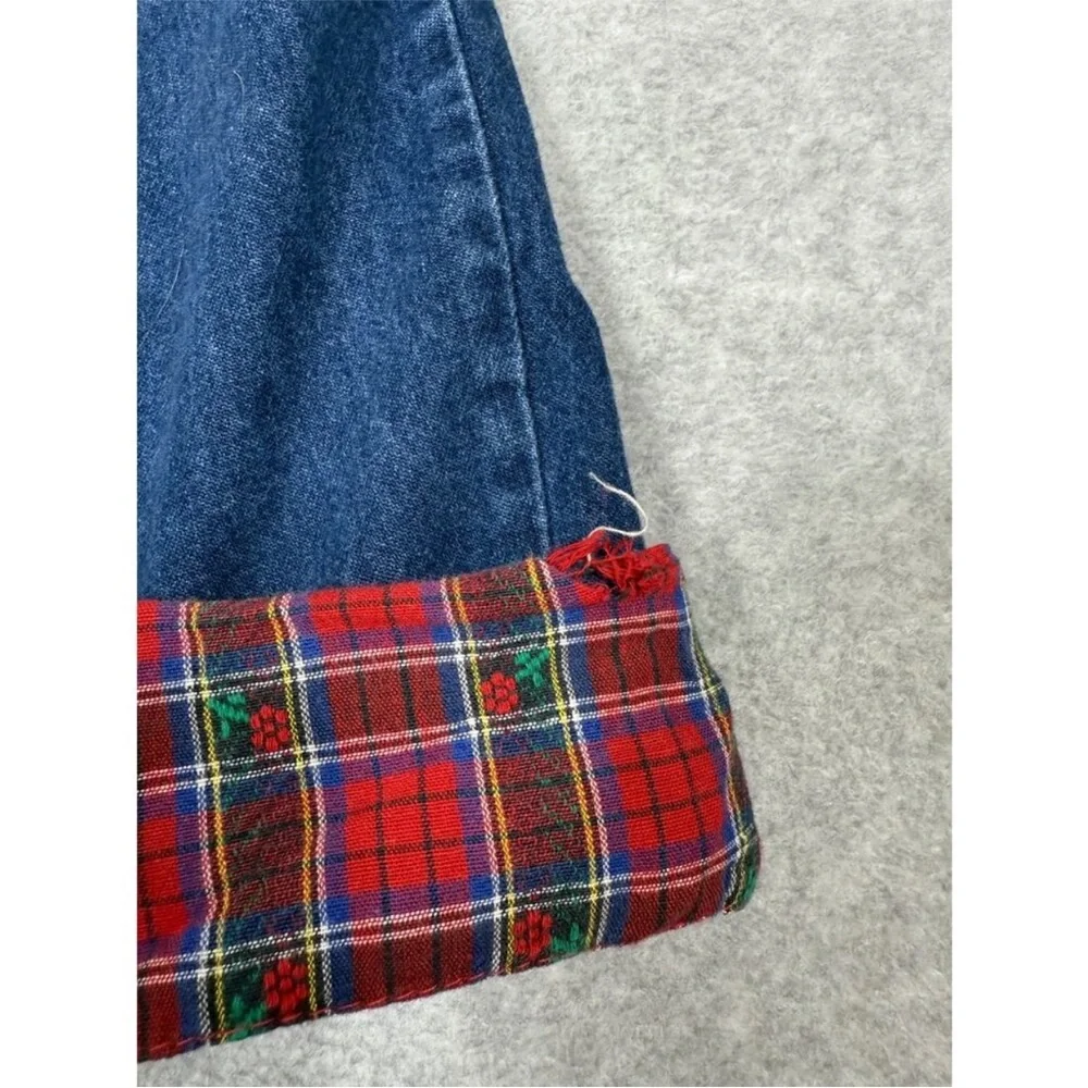 Vintage OshKosh Overalls with Red Plaid Details and matching Button Up Shirt set